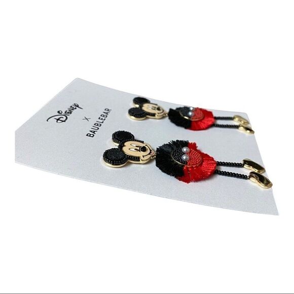 Disney x Baublebar Dangle Earrings Mickey / Minnie Body Fringe Ears Gift Holiday - Picture 9 of 15